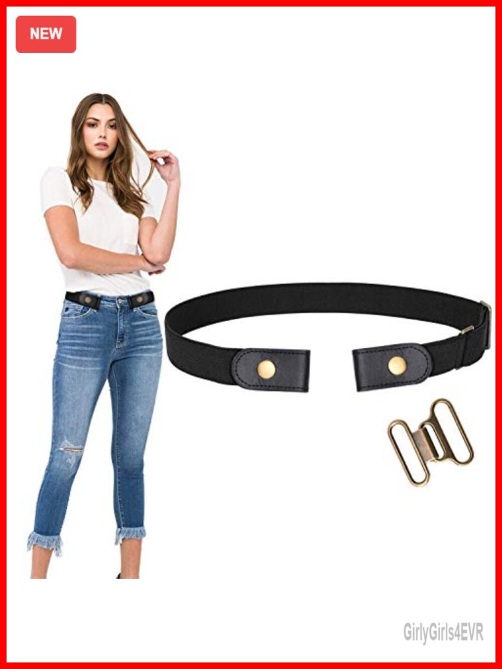 No Buckle Stretch Side Belt Elastic Adjustable Waist Belt for Jeans Pants
